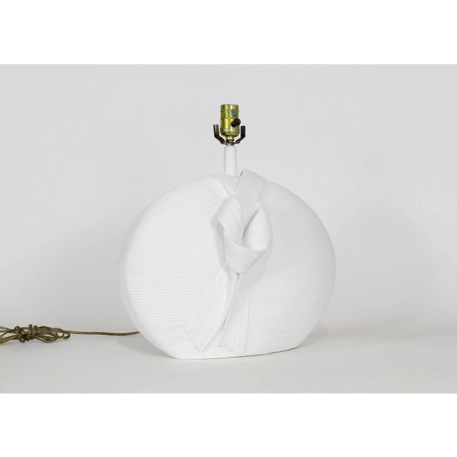 White Mid Century Draped Plaster Table Lamp For Sale - Image 8 of 9