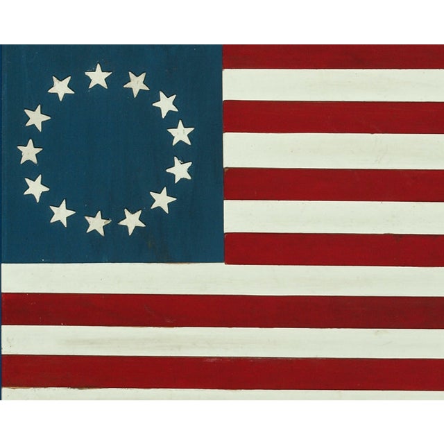 Traditional 13 Star Hand-Painted Wood Slat Flag For Sale - Image 3 of 3