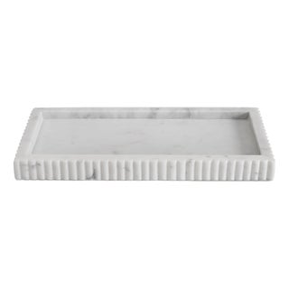 Erin Gates x Kassatex Beacon Hill Fluted Marble Tray For Sale