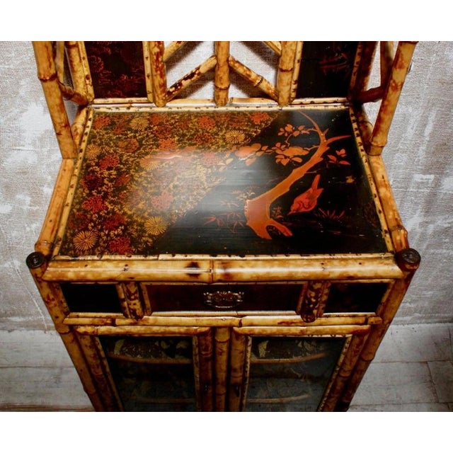 Brown 19th Century Victorian Japonisme Aesthetic Movement Bamboo Display Cabinet, 1880 For Sale - Image 8 of 14