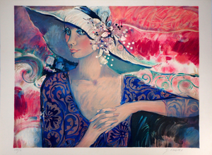 Imai Sachiko, Portrait au chapeau, Lithograph