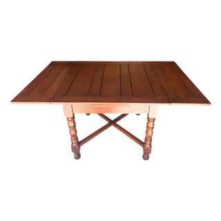 1930s Professionally Restored English Draw-Leaf Dining Table – Solid & Sturdy Solid Oak For Sale