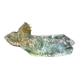 Vintage Boho Cement Whale Planter For Sale