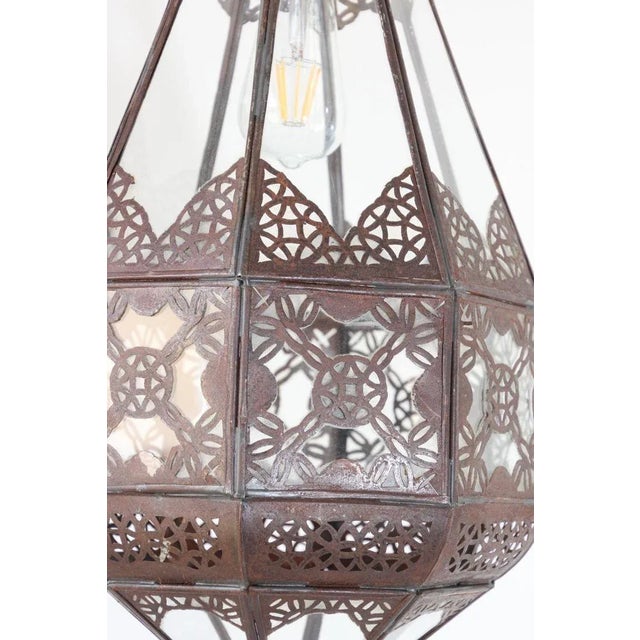 Metal Moroccan Moorish Metal and Glass Lantern For Sale - Image 7 of 12