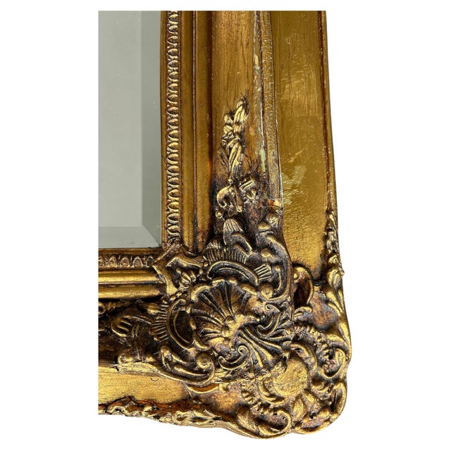 Wood 19th-C. French Neoclassical Beveled Trumeau Mirror, Cherub Bas-Relief Panel For Sale - Image 7 of 11