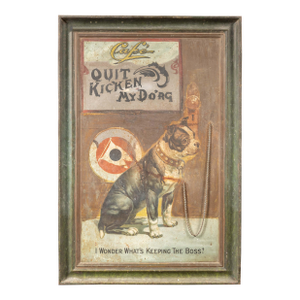 Antique Altered El Bart Gin Self-Framed Tin Litho Advertising Sign