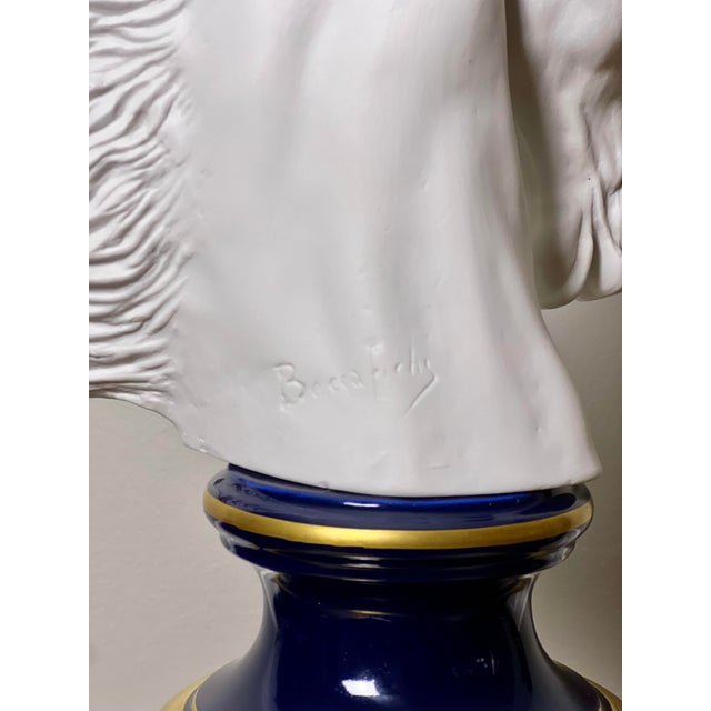 Late 20th Century French Bisque Porcelain Horse Head Bust on Sèvres Style Base, Signed Beccafichi For Sale - Image 13 of 15