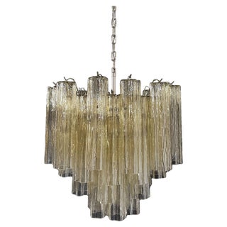 Amber Murano Glass Tubes Chandelier, 1990s For Sale