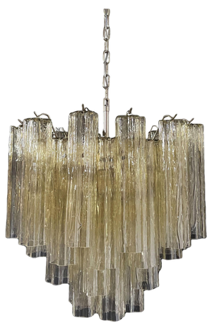 Amber Murano Glass Tubes Chandelier, 1990s