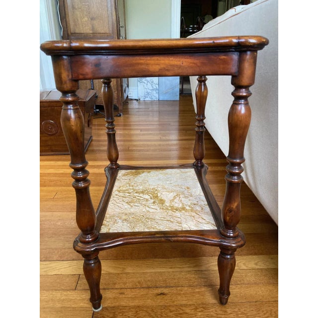 2000 - 2009 Theodore Alexander French Style Side Table With Marble Shelves For Sale - Image 5 of 8