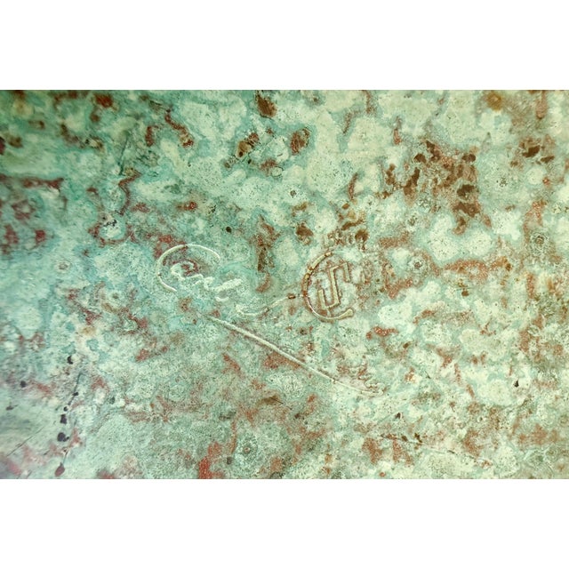 1930s Carl Sorensen Bronze Verdigris Art Deco Serving Bar Tray For Sale - Image 13 of 13