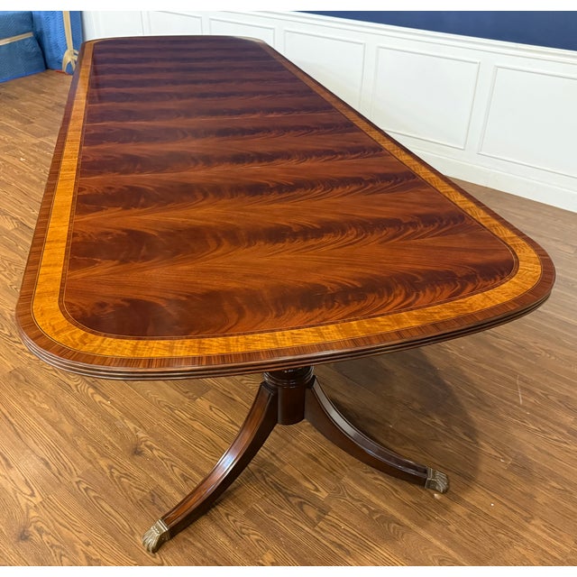 Traditional Multi-Banded Georgian Style Mahogany Dining Table by Leighton Hall - Showroom Sample For Sale - Image 15 of 16