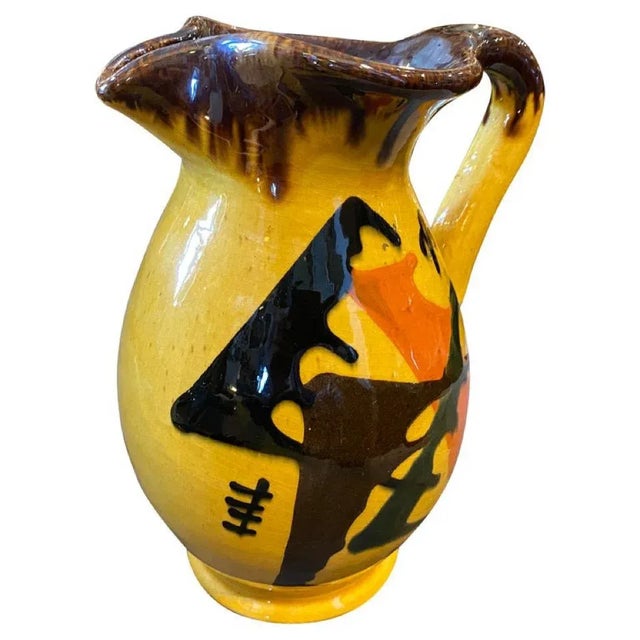 1930s Yellow, Brown and Orange Futurist Ceramic Italian Jug For Sale - Image 13 of 13