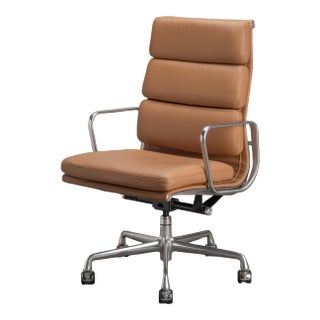 Eames Soft Pad Executive Chairs in Butterscotch Leather by Herman Miller For Sale