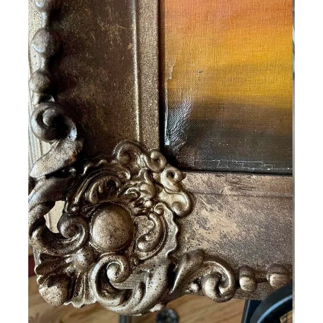 Wood Mid 20th Century Floral Still Life Oil Painting with Carved Wood Frame For Sale - Image 7 of 13