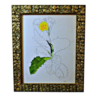 Vintage Floral Watercolor & Ink by Quinley For Sale