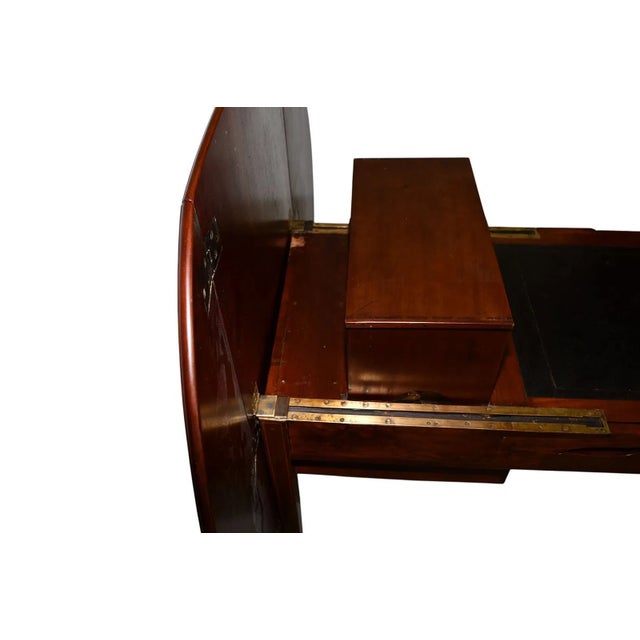 1950s 1950s Ladies Mahogany Metamorphic Leather Top Writing Desk, Drop Leaf Table For Sale - Image 5 of 13