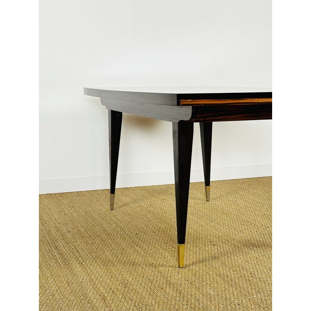 Wood Art Deco Macassar Ebony Extendable Dining Table, France, 1940s For Sale - Image 7 of 17