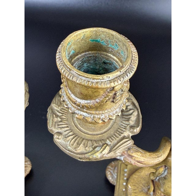 Antique Gilt Bronze Putti Candlesticks from Befos, 1800s, Set of 2 For Sale - Image 10 of 12