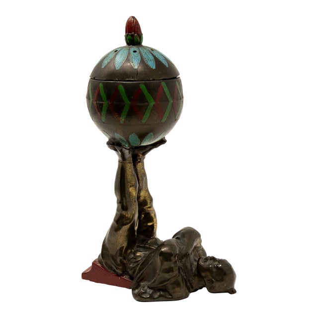 Early 20th Century Chinese Cold-Painted Bronze Censer For Sale