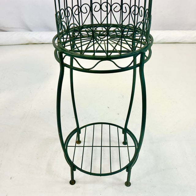 Metal 1970s Vintage Boho Chic Hollywood Regency Metal Birdcage Plant Stand For Sale - Image 7 of 13