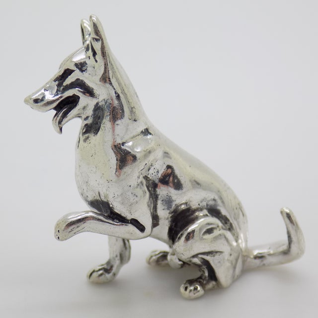 Vintage Italian Handmade Genuine Sterling Silver 925 German Pastor Dog Figurine, 1980s For Sale - Image 3 of 12