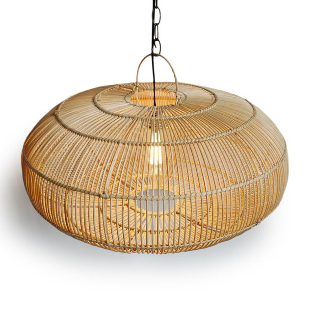 Contemporary Modern Coastal Ubud Rattan Pendant Light Small For Sale - Image 3 of 8