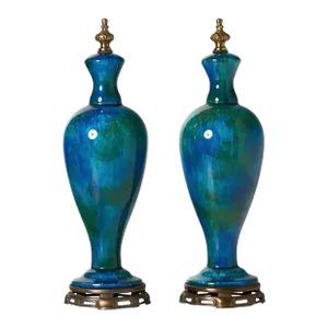 Pair of Early 20th Century Blue and Brass Garnitures