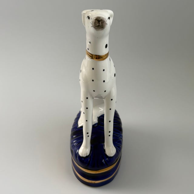 Fitz and Floyd Fitz and Floyd Dalmatian Figurine on Cobalt Blue Base With Gold Accents For Sale - Image 4 of 13