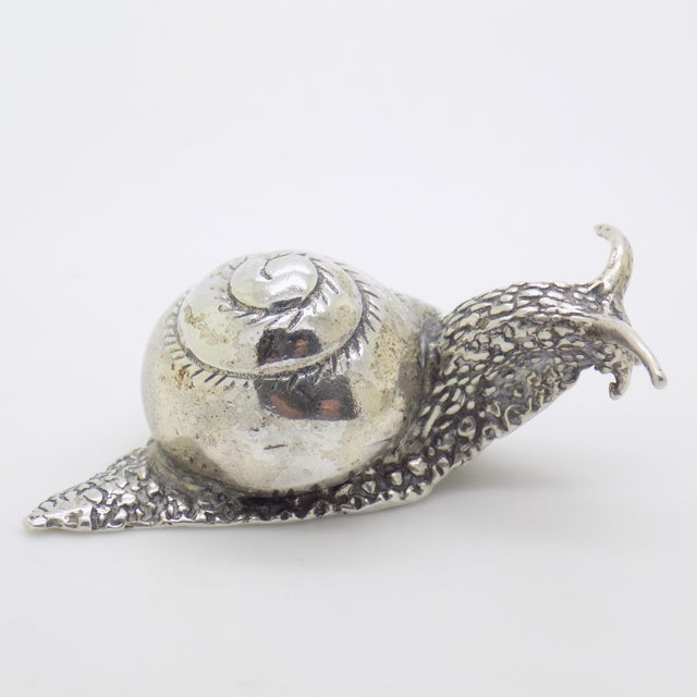Vintage Italian Handmade Genuine Sterling Silver Life Size Snail Solid Figurine Sculpture For Sale - Image 4 of 11