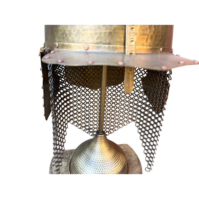 Hand Hammered Brass Warrior Helmet For Sale In Los Angeles - Image 6 of 13