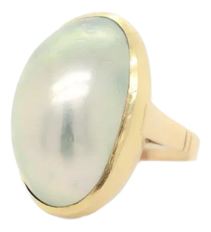 Large Antique 14k Gold & Mabe Pearl Cocktail Ring
