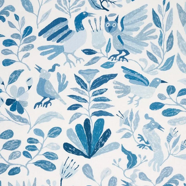 Schumacher Schumacher Canopy Fabric in Blue Birds For Sale - Image 4 of 4