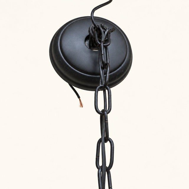 Black 1970s Mid Century Modern Smoked Glass Globe Pendant Light, Black Metal, Ceiling Fixture For Sale - Image 8 of 13