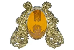 Vintage Brass and Amber Acrylic Perfume Bottle