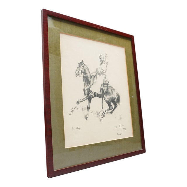 Eduard Thöny, Soldier on Horseback in Zerbst Anhalt, 1916, Pencil Drawing For Sale