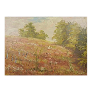 Vintage Mid 20th Century Impressionist Meadow Landscape Painting