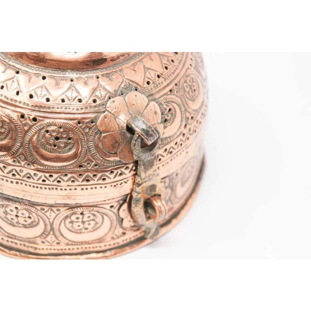 English Antique Indian Copper Pandan Betel Box, Mughal Revival, Pierced Dome Lid For Sale - Image 3 of 13