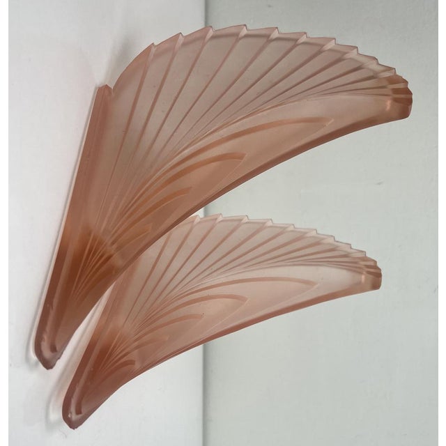 Art Deco French Geometric Frosted Glass Wall Sconces, 1930s, Set of 2 For Sale - Image 10 of 18