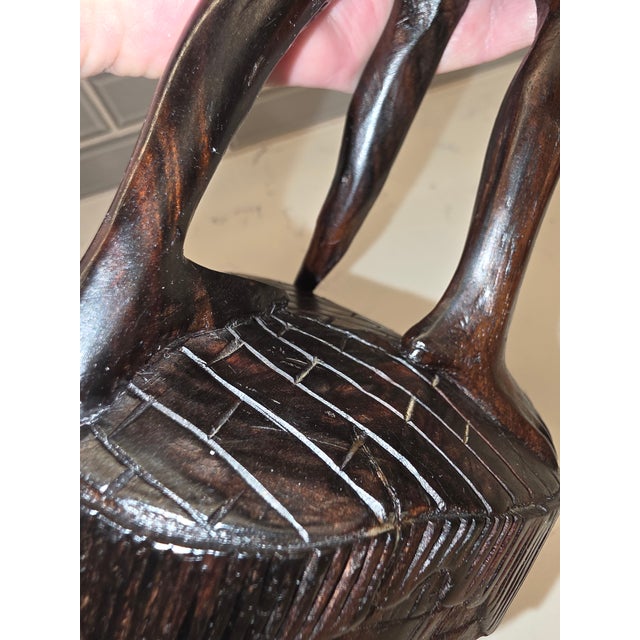 Mid-Century Balinese Macassar Ebony Cockfighter Sculpture - 12.5” For Sale - Image 11 of 12