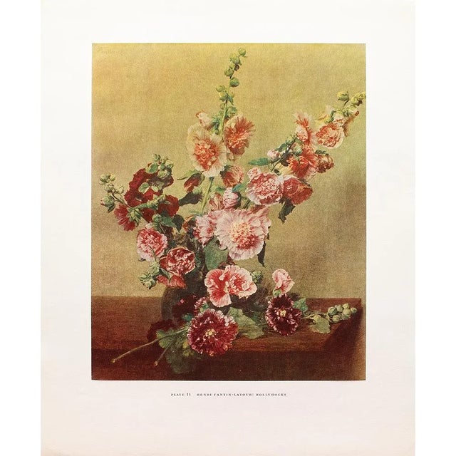 Paper 1950s After Henri Fantin-Latour "Hollyhocks", First Edition Swiss Full-Color Print For Sale - Image 7 of 9