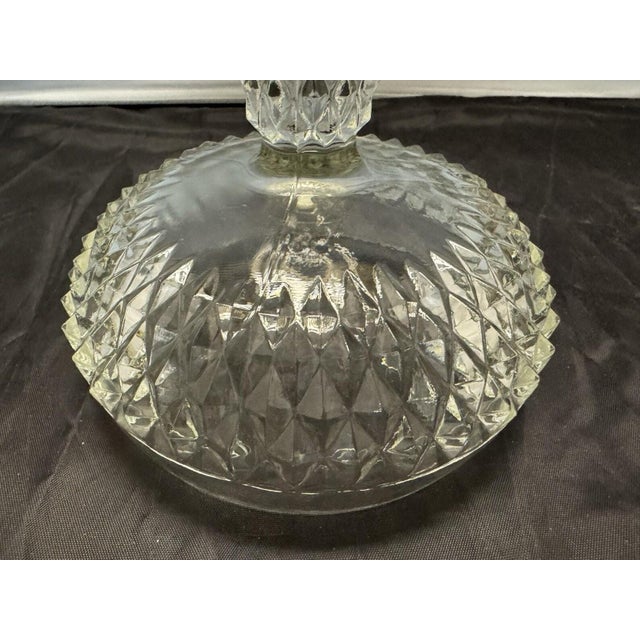 Vintage Indiana Glass Diamond Point Pedestal Compote Clear Candy Dish 7.25". This product is a vintage Indiana Glass...