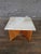 Vintage sculptural geometric wooden side or coffee table with stunning Calcatta marble top. Similar to Frank Lloyd Wright...