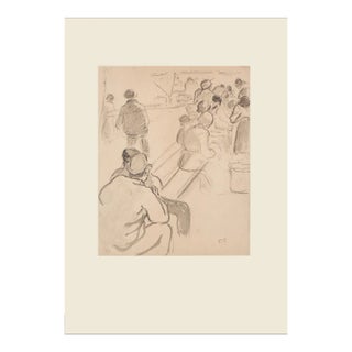 1959 After Camille Pissarro "On a Bench", First Edition Cottage Style Lithograph For Sale