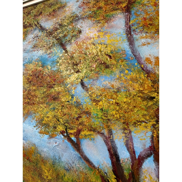 1970s Vintage Impressionist Autumn Landscape Oil on Masonite Board – Framed For Sale - Image 11 of 14