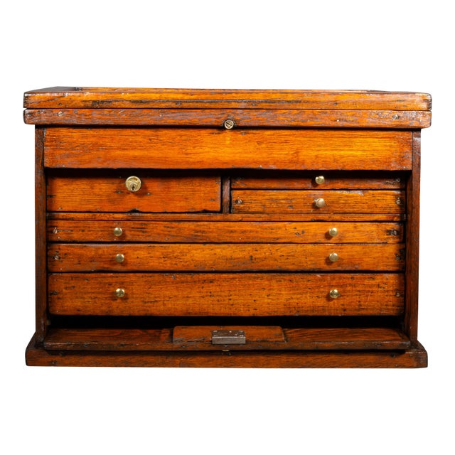 Antique Machinist's Oak Tool Chest c.1920 For Sale