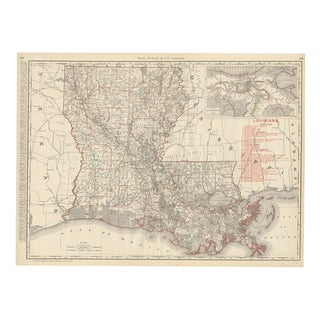 Antique Map of Louisiana The Pelican State by Ran McNally, 1899 For Sale