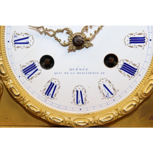 Antique French 19th C. English Style Mantle Clock by Guenee For Sale - Image 11 of 17