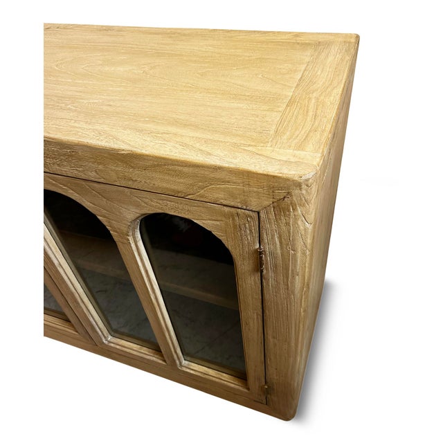 Tan Blond Elm Arch Window Sideboard Credenza For Sale - Image 8 of 8