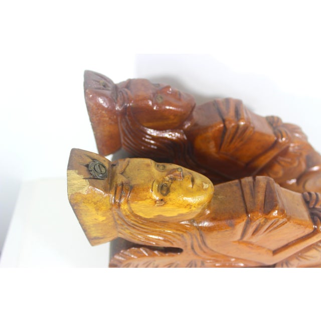Antique Carved Wood Shelf Brackets Corbels Female Ship Figurehead Large Heavy, a Pair For Sale - Image 11 of 16